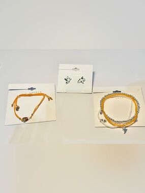 LC Lauren Conrad Ghost and candy corn Stretch Bracelet Set & ghost earrings